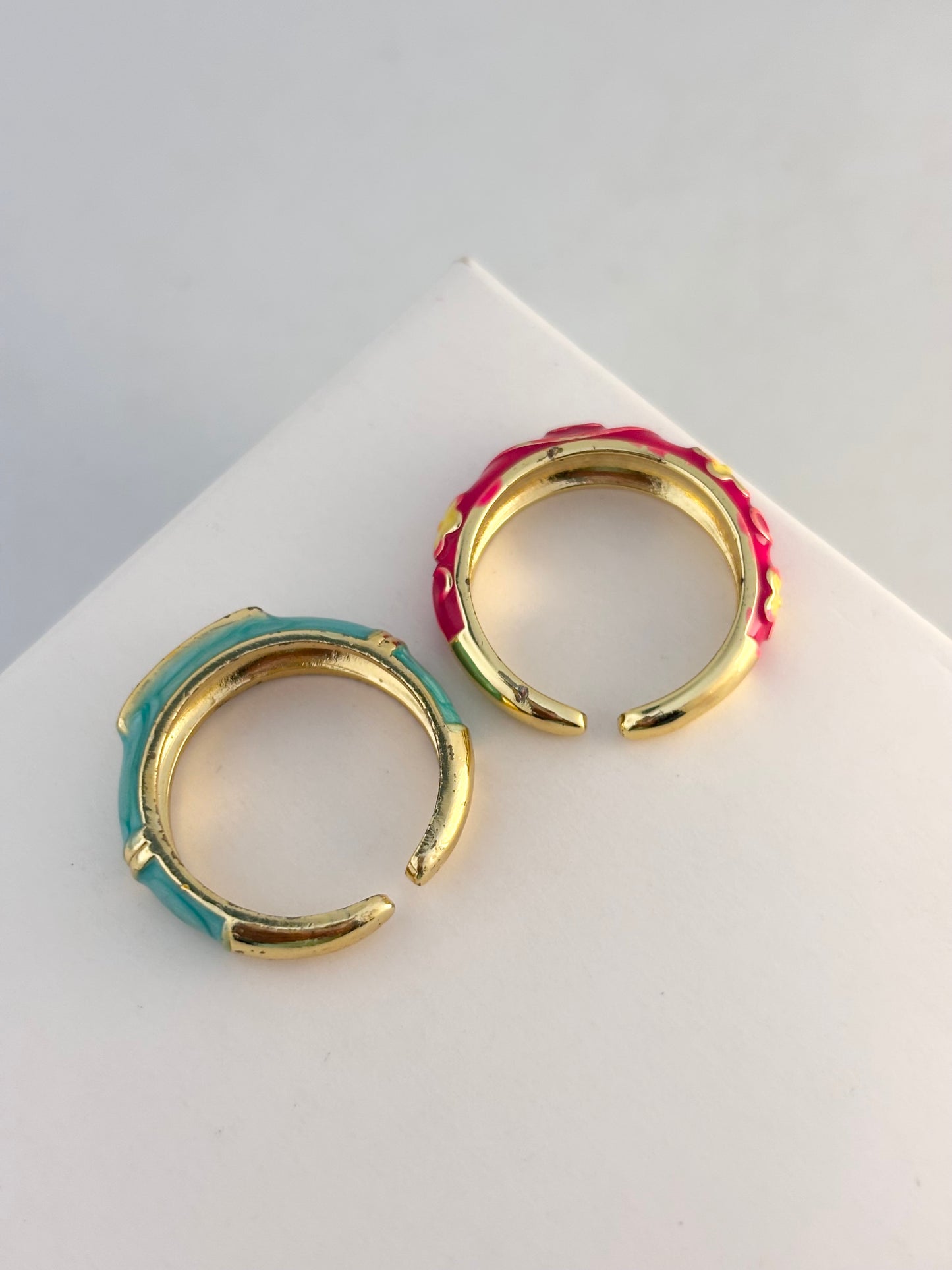 Petals & Promises Duo Enamel Ring Set | Adjustable Base