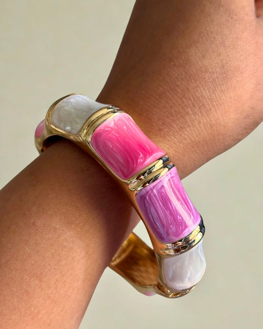 Blush Whirl | Pink and White Gold Enamel Bracelet