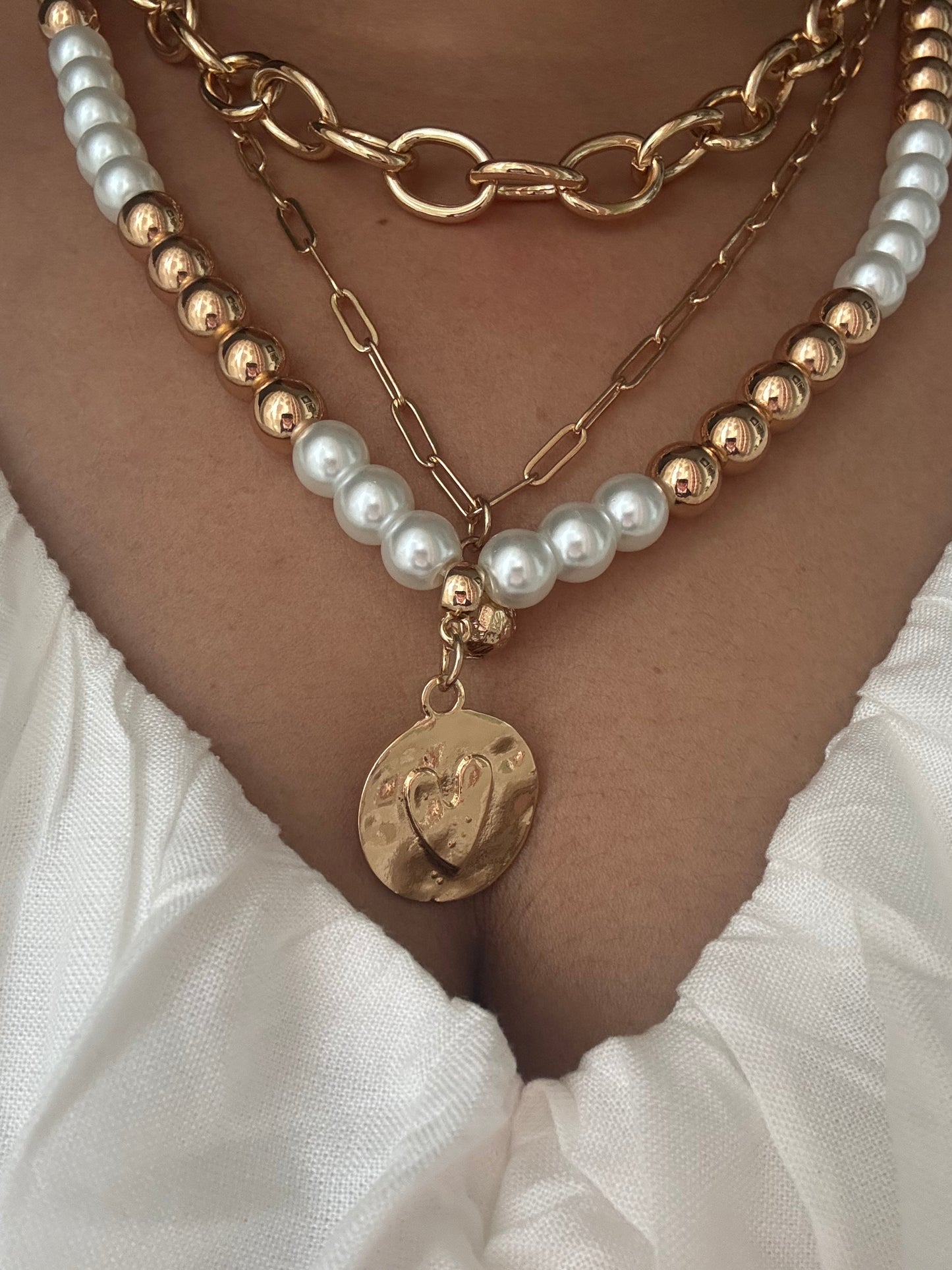 Chunky Pearl Multi Layered Necklace