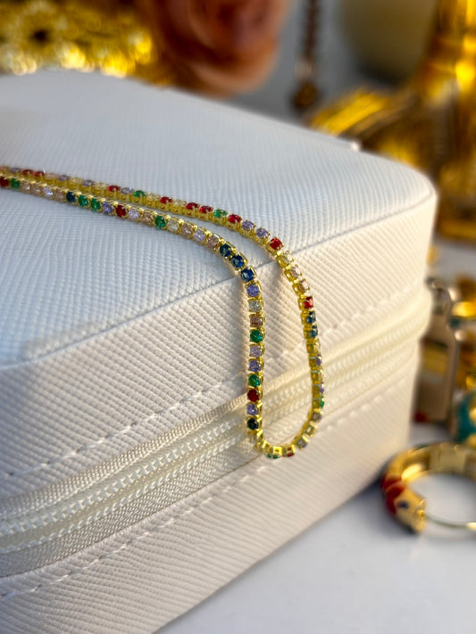 Minimal Multicoloured Tennis Bracelet | Anti Tarnish