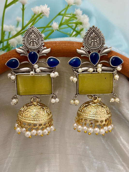 Vedhika Dual Tone Jhumka (Yellow)