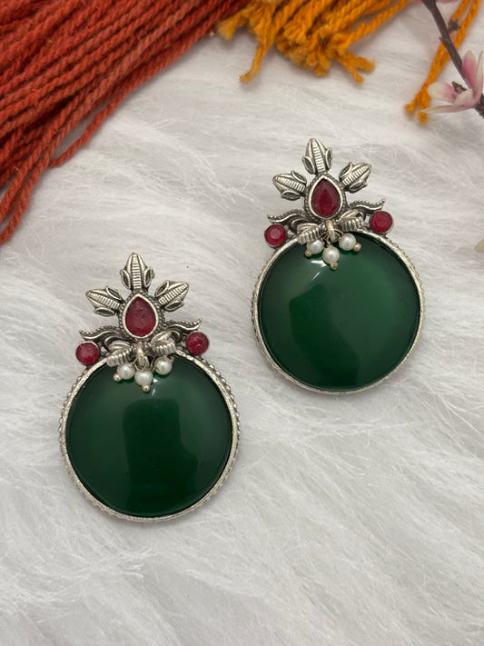 Indira Stud Earrings (Green)