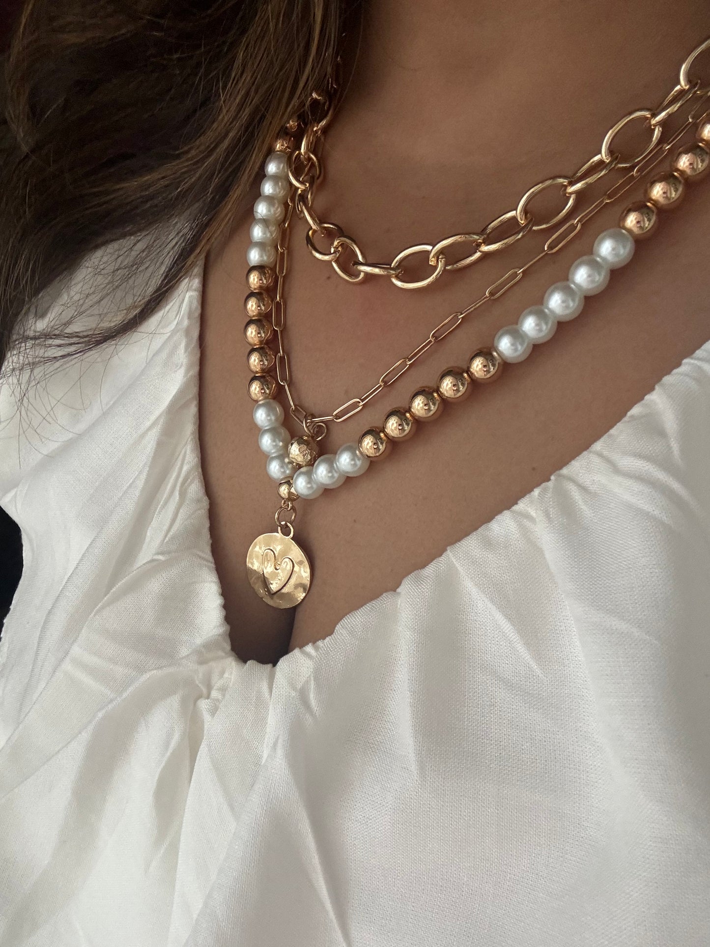 Chunky Pearl Multi Layered Necklace