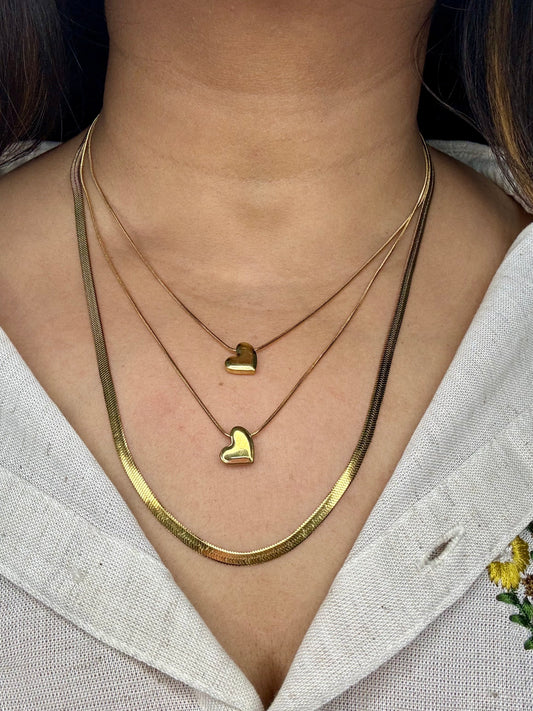 Double Heart Triple Layered Necklace
