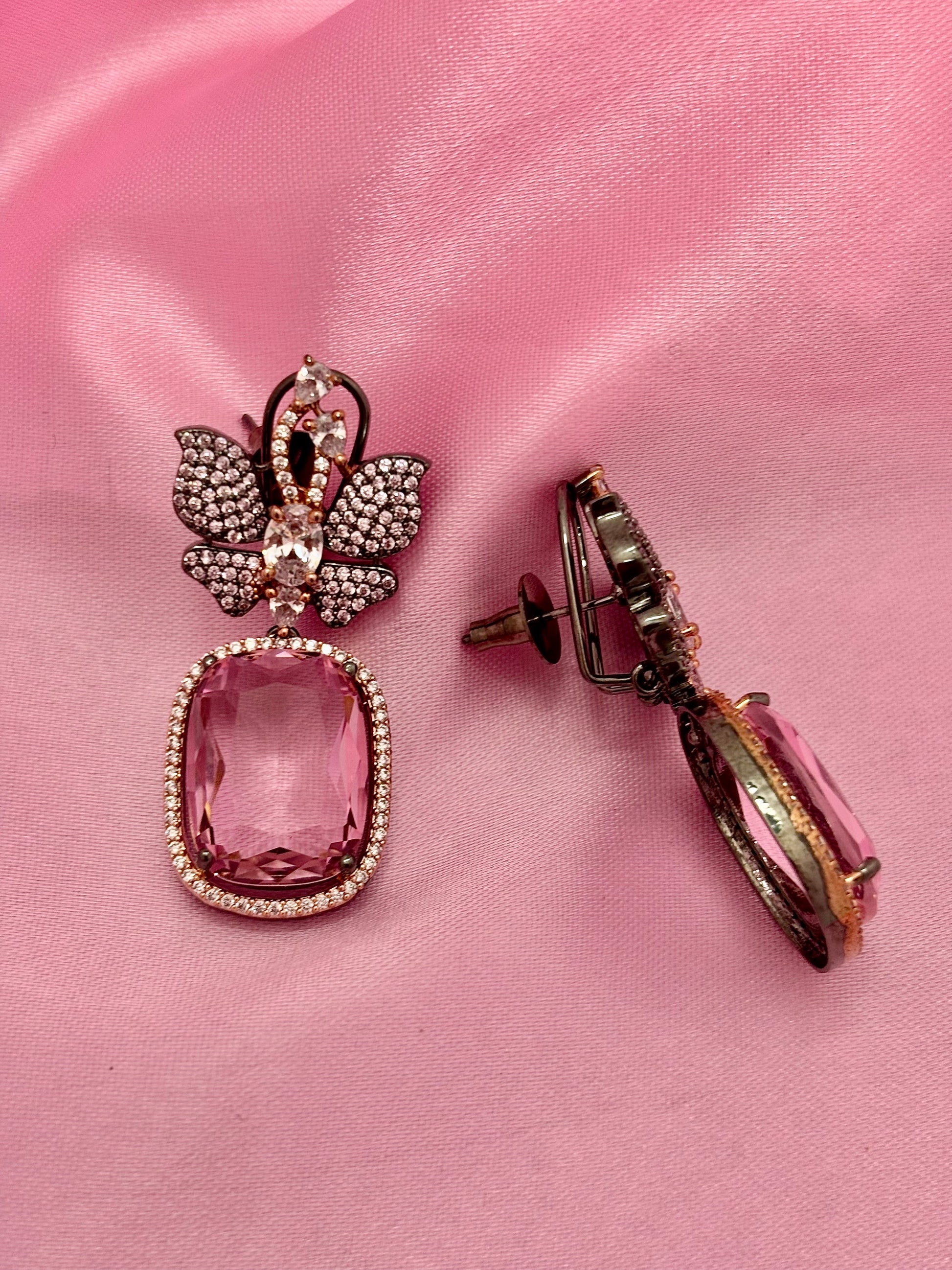 Enchanted Pink Sapphire Wings Danglers