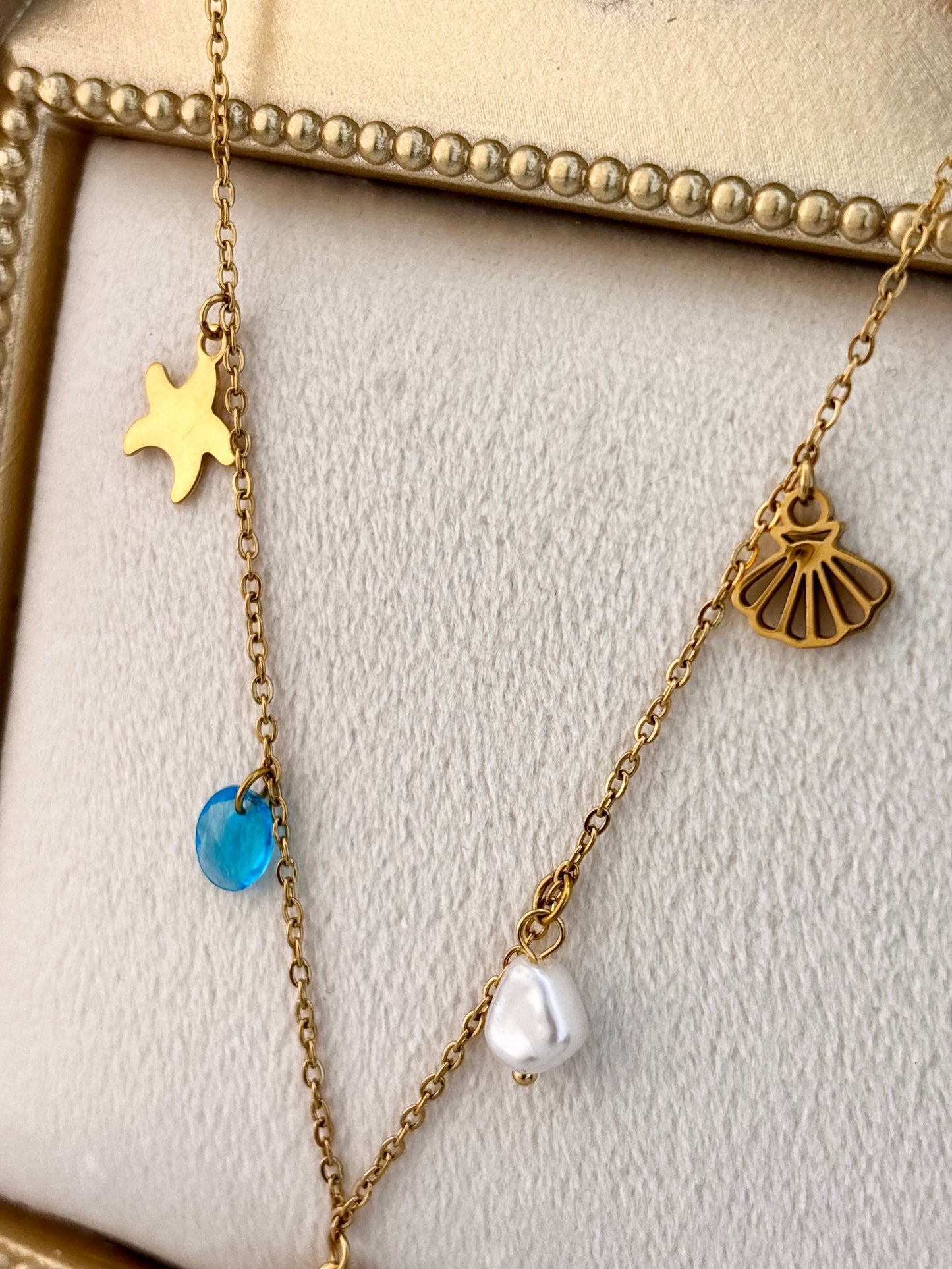 Fishy Beach Charms Necklace | 18k Gold Plated Waterproof