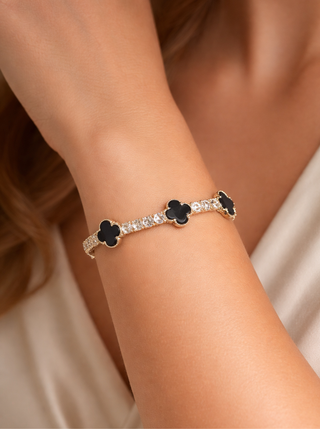 Black Clover Tennis Bracelet