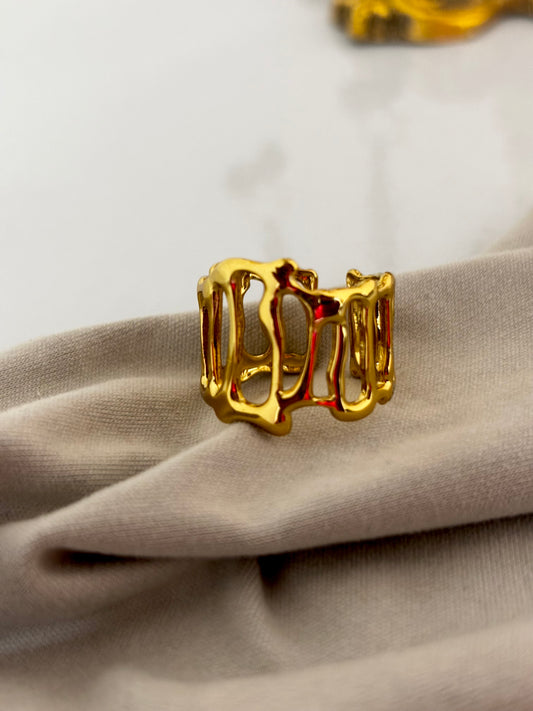 Trendy Sculptural Gold Fashion Ring | Anti Tarnish Gold Plated