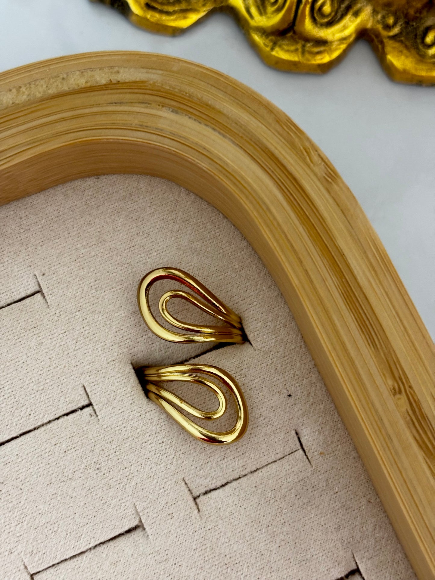 Geometric Drop-Shape Gold Ring