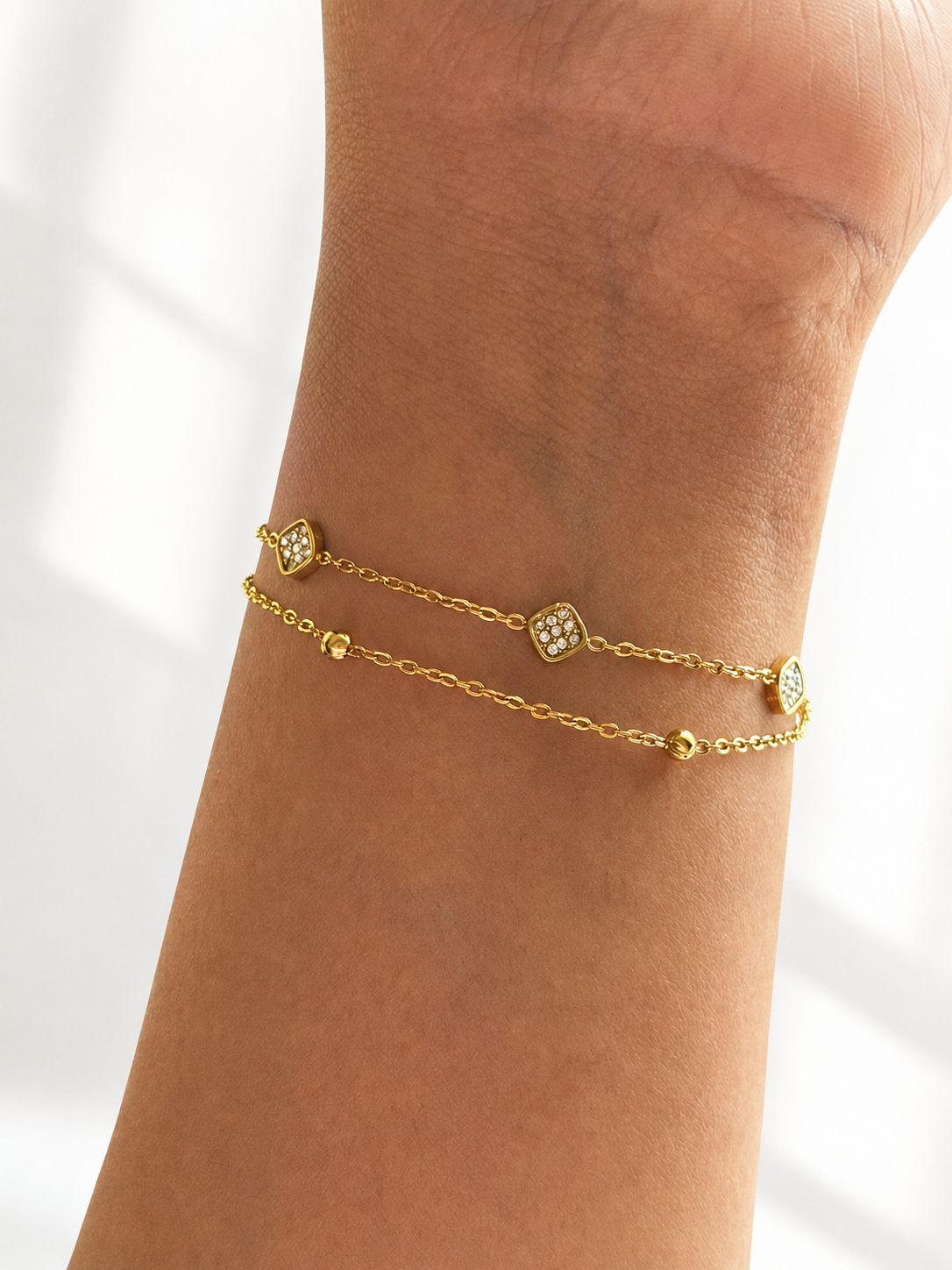 Golden Trail Double Layered Bracelet | 18k Gold Plated
