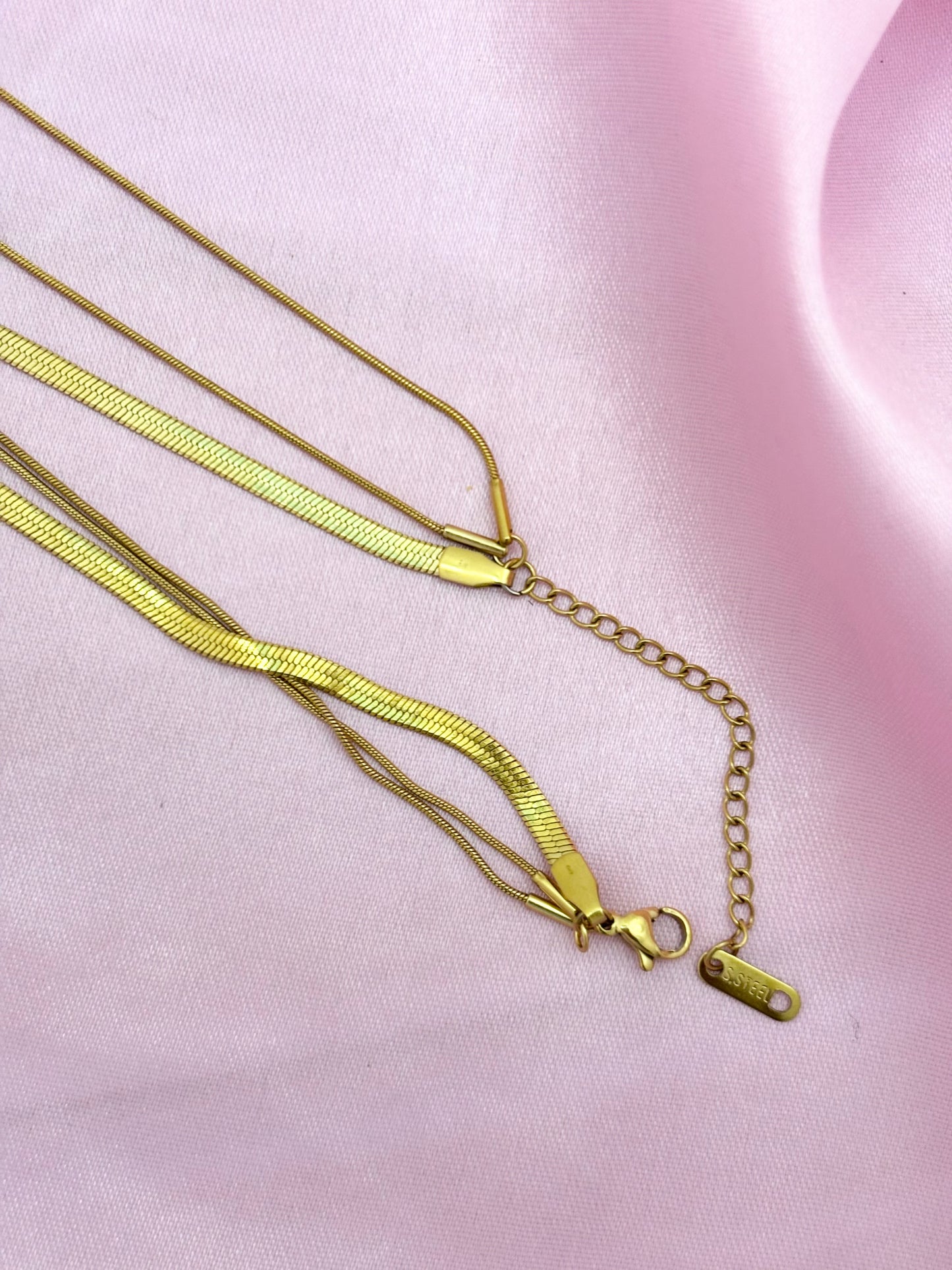 Double Heart Triple Layered Necklace