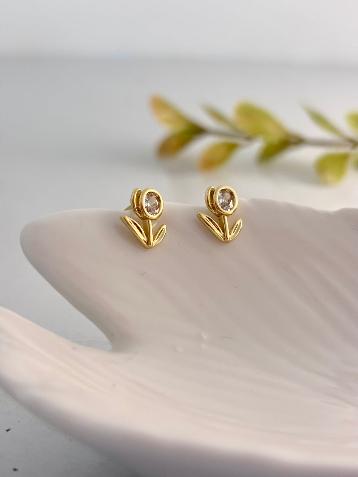 Little Tulip Stud Earrings | Gold Plated Stainless Steel