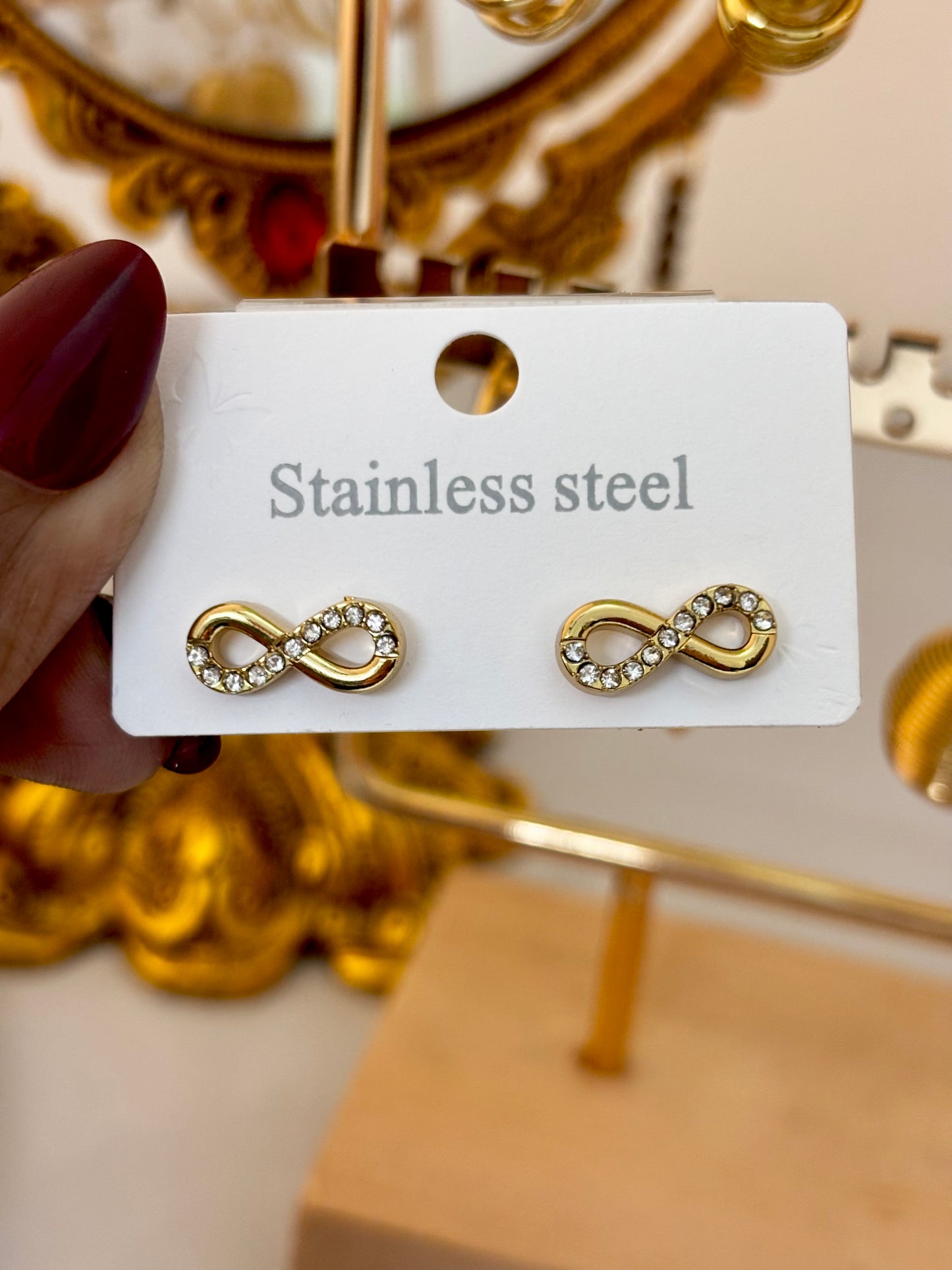 Infinity 18kt Gold Plated with Zircons Stud Earrings