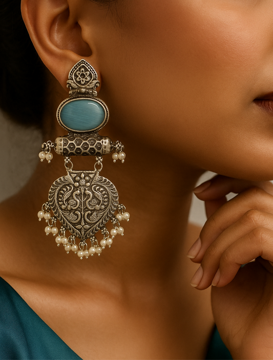 Ivara Jhumkas Earrings (Blue)