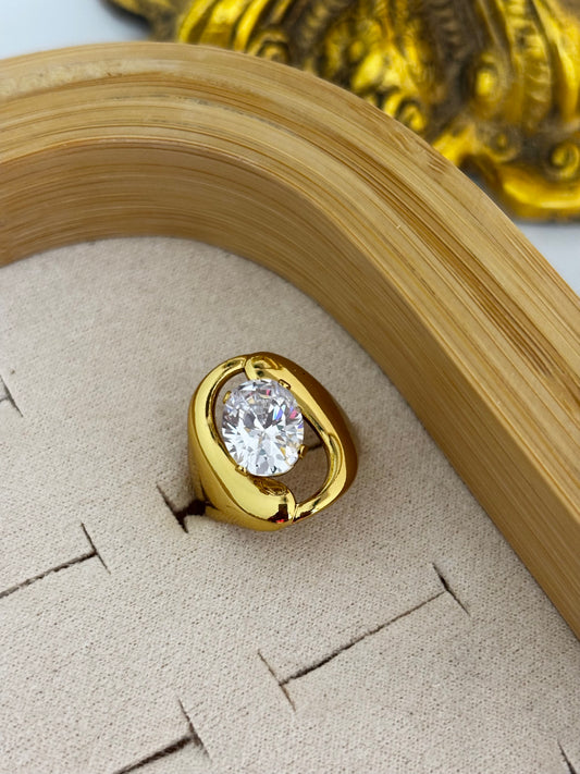 Designer Gold Solitaire Ring for Women