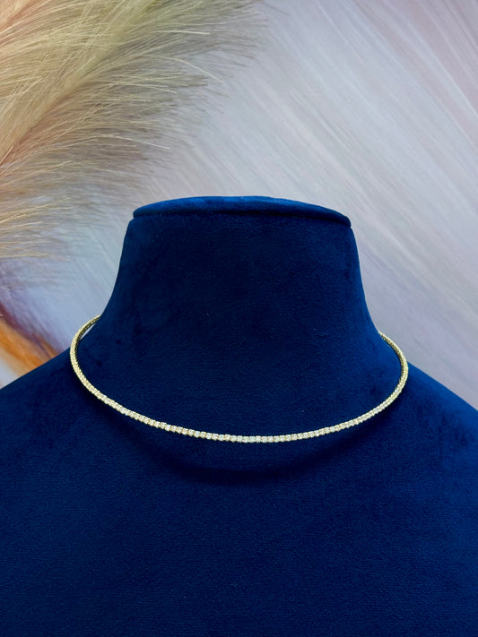 Gold Solitaire Tennis Necklace (CZ)