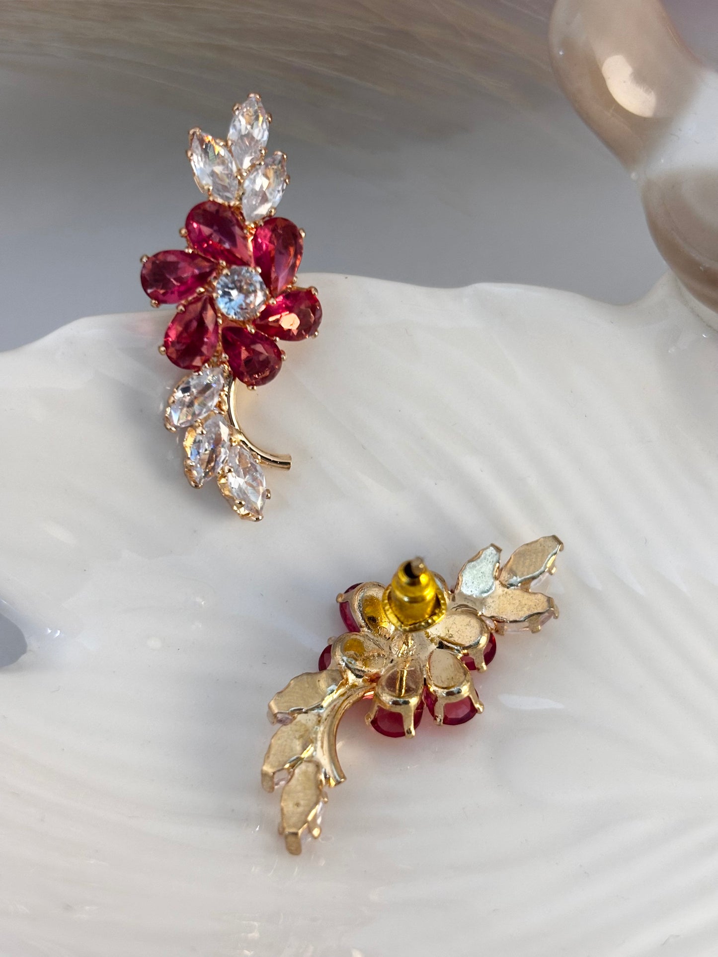 Ruby Vine Crystal Climber Earrings | Party Wear