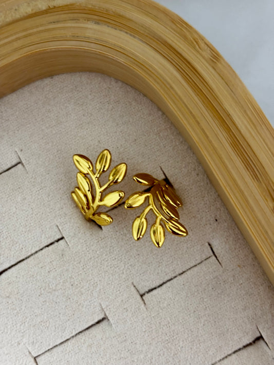 Minimal Leaf Branch Ring | Anti Tarnish Gold Plated Ring