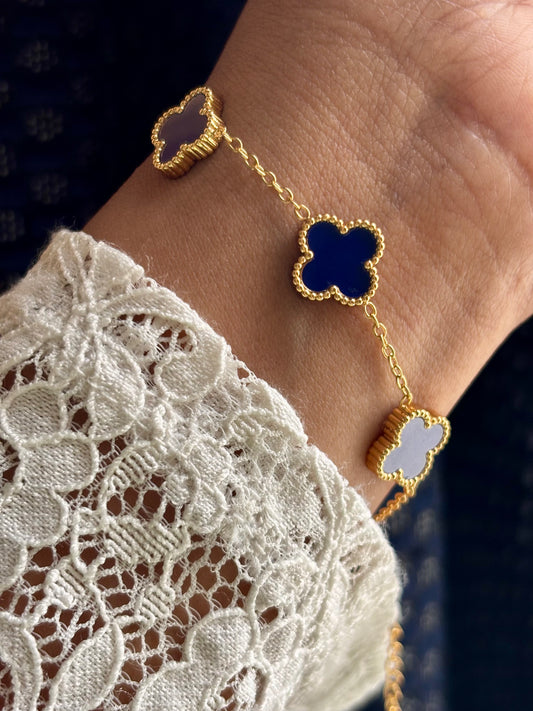Blue Lapiz Lazuli Clover Bracelet