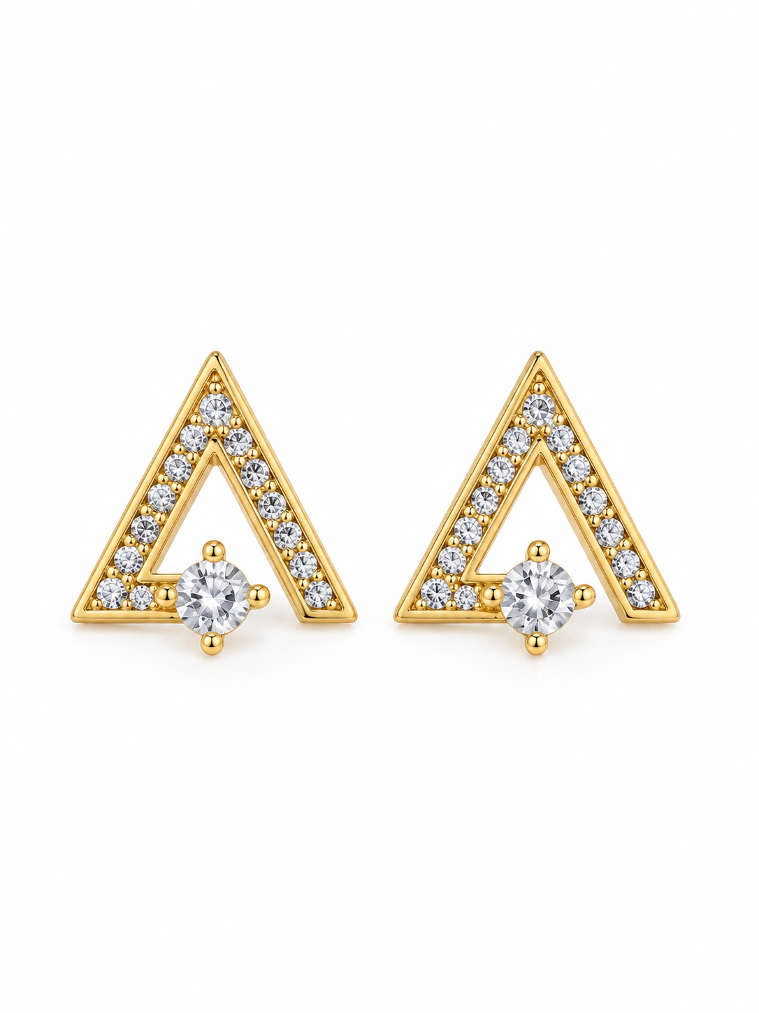 Ziva V Cut Zircon Stud Earrings | Gold Plated Stainless Steel