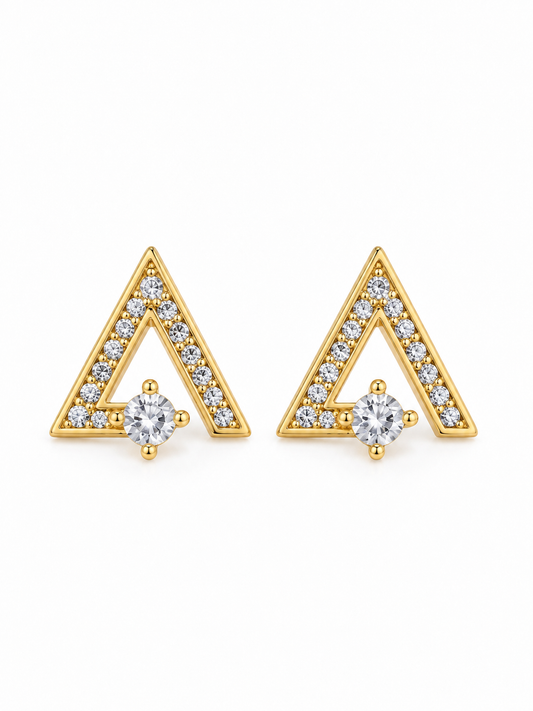 Ziva V Cut Zircon Stud Earrings | Gold Plated Stainless Steel