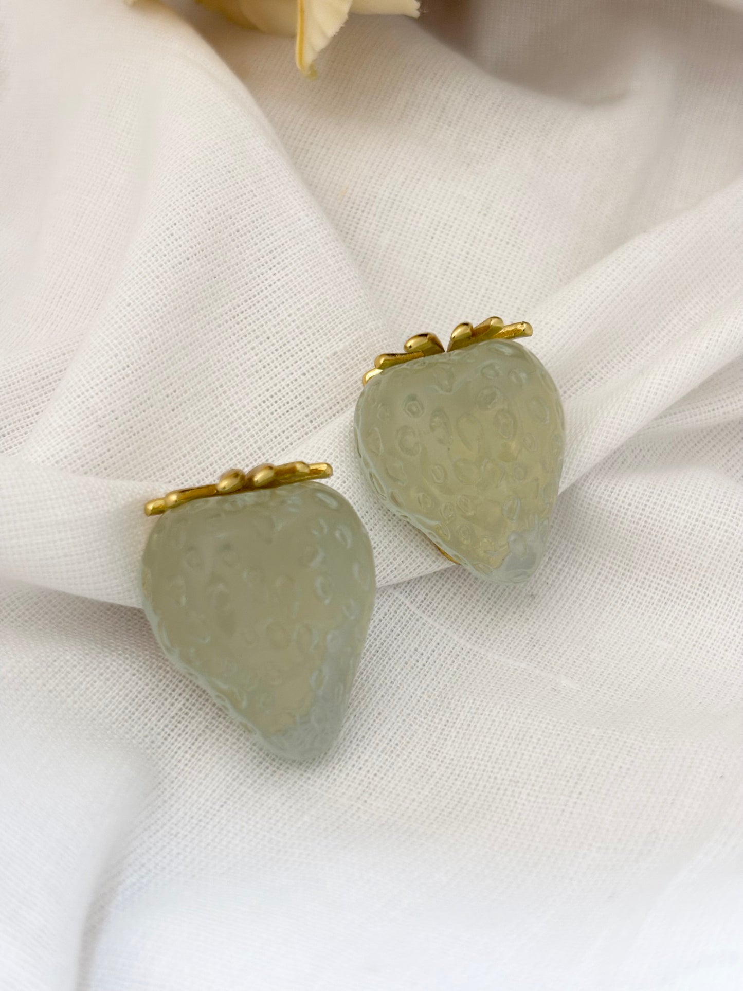 Blush Strawberry Resin Gold Studs (Sea Green)