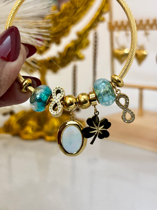 Pandora Style Infinity & Clover Charm Bracelet