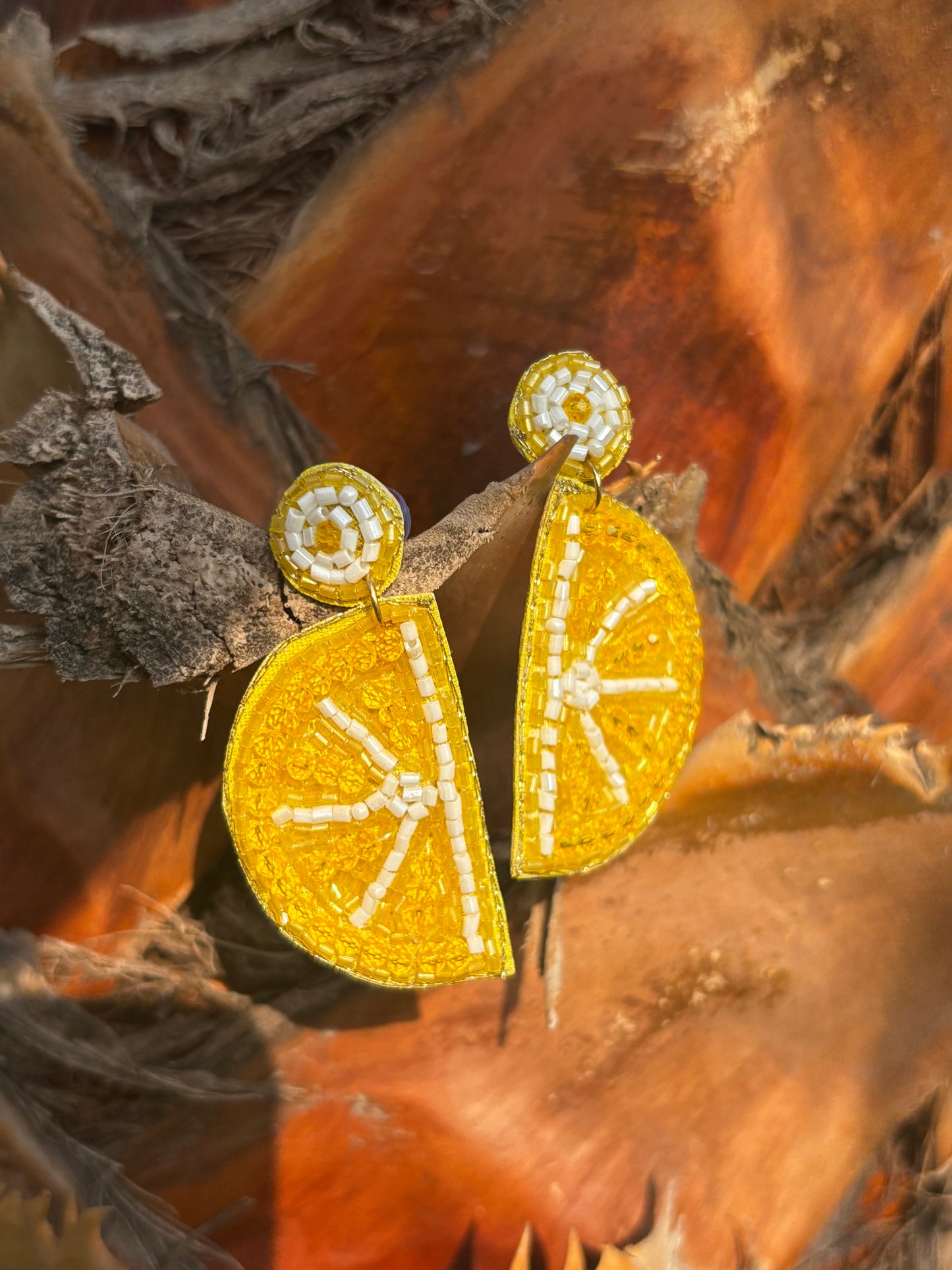 Orange Slice Beaded Earrings