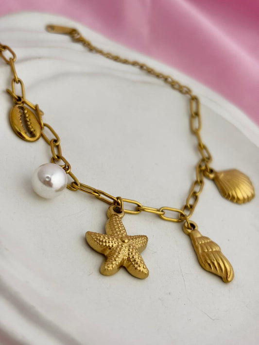 Starfish Pearl Charms Bracelet