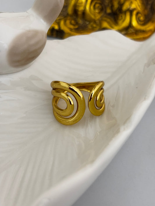 Double Spiral Gold Statement Ring | Gold Plated Anti Tarnish