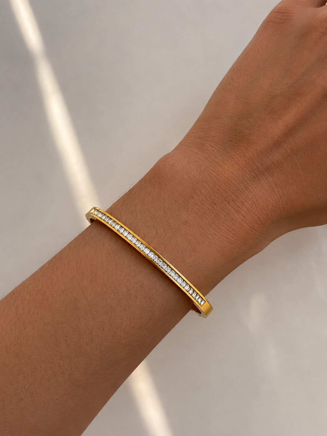 Monaco Crystal Bangle Bracelet | 18kt Gold Plated