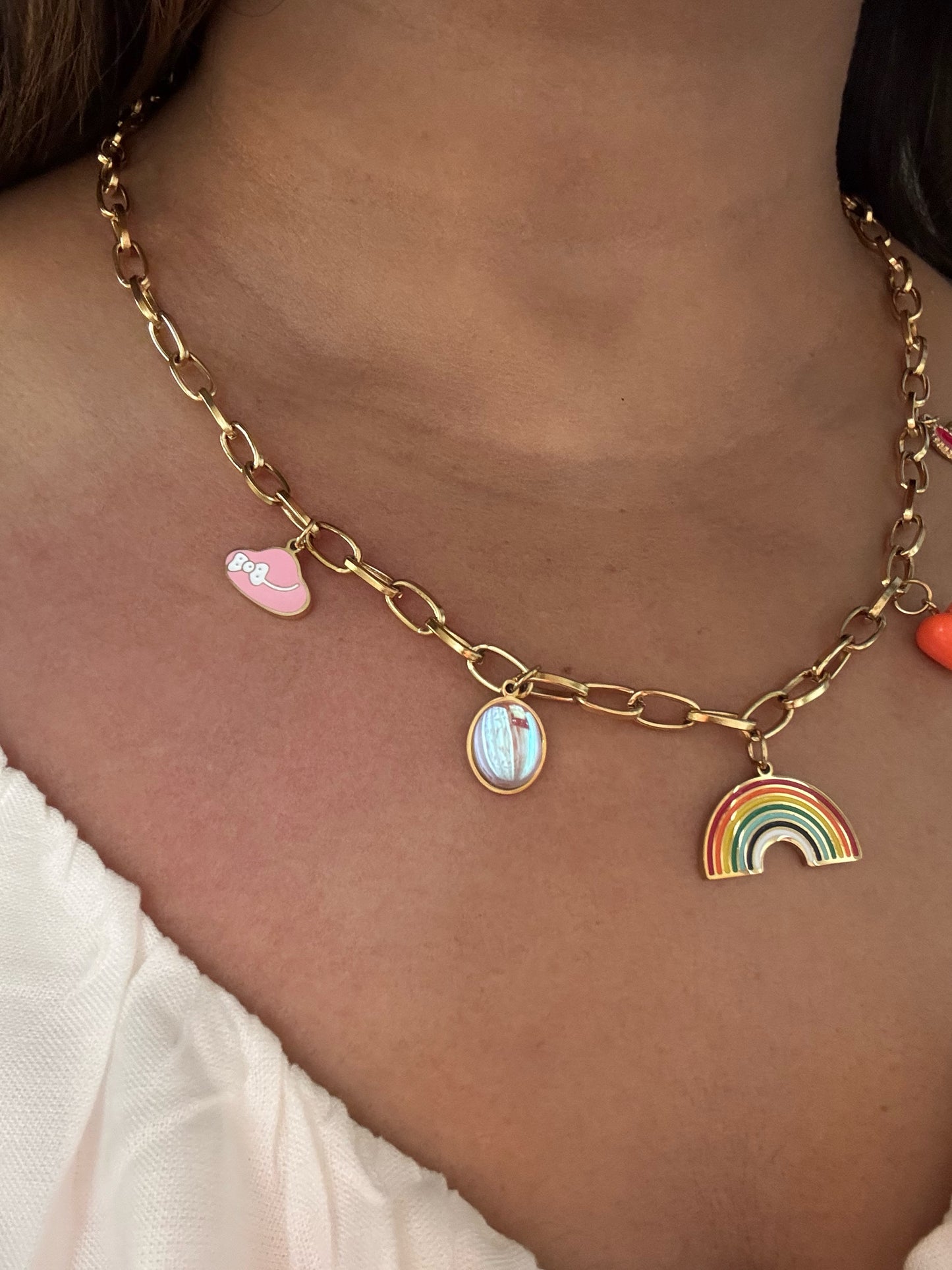Pinteresty Necklace with rainbow and hearts charms - Best quality at affordable prices.