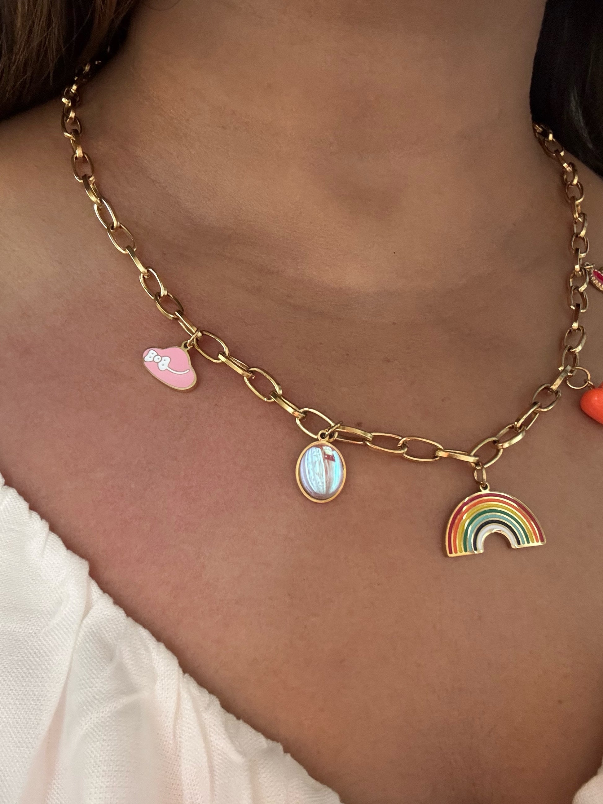 Pinteresty Necklace with rainbow and hearts charms - Best quality at affordable prices.