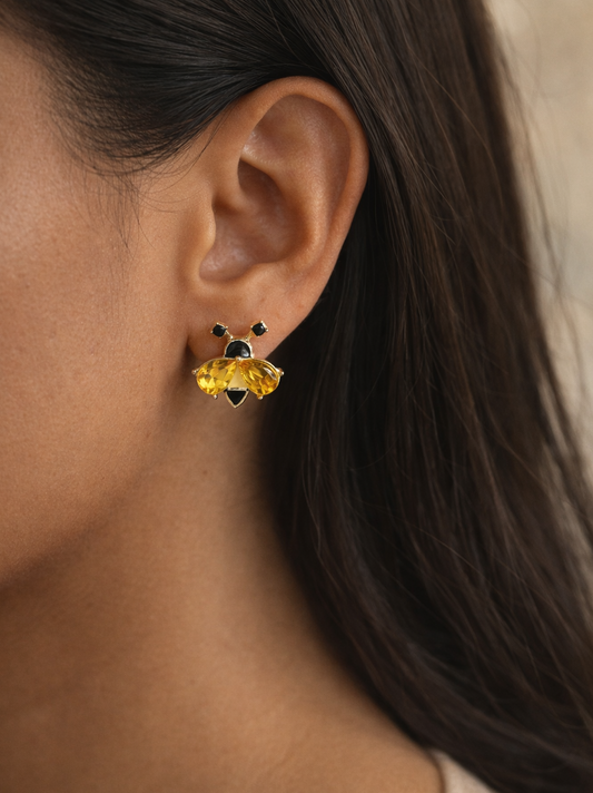 Bee Bling Stud Earrings | 14kt PVD Gold Plated