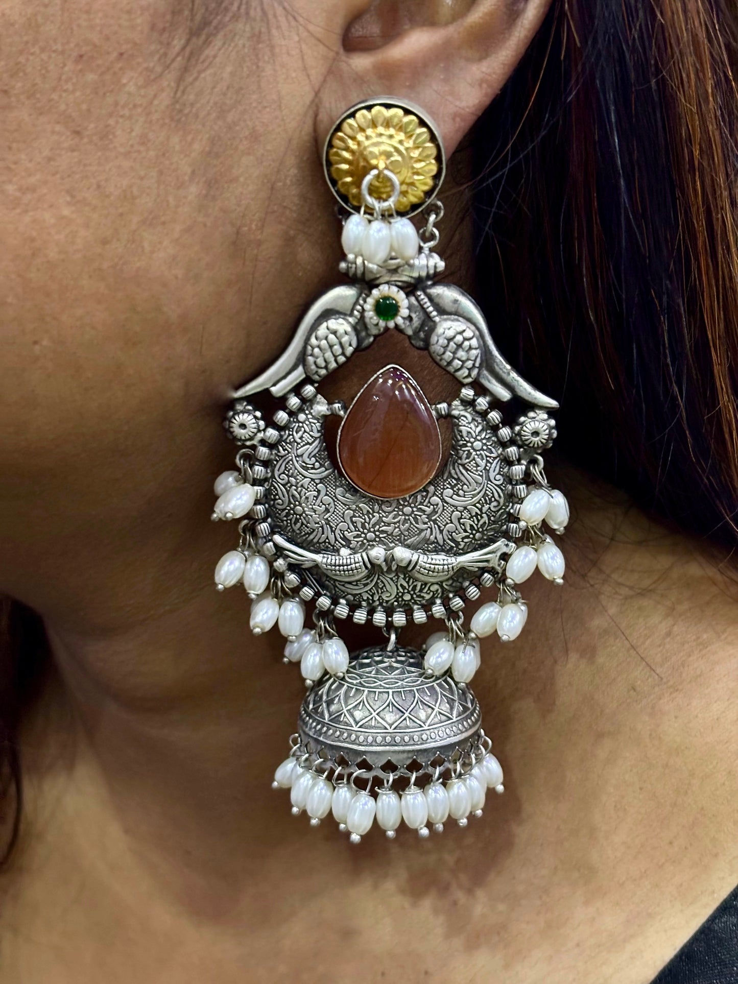 Manorama Long Jhumka Earrings (Rust)