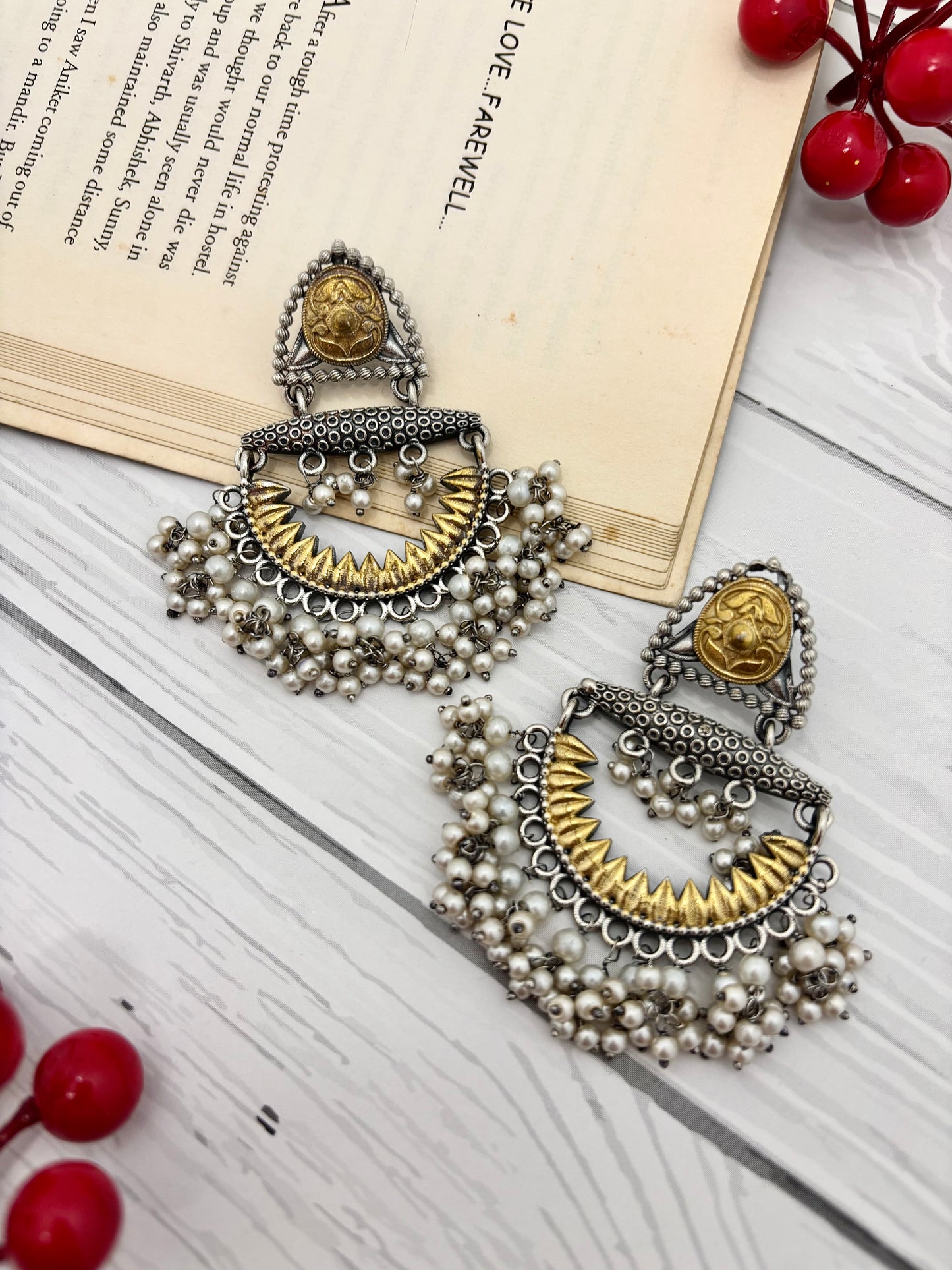 Advika Dual Tone Chandbali Earrings