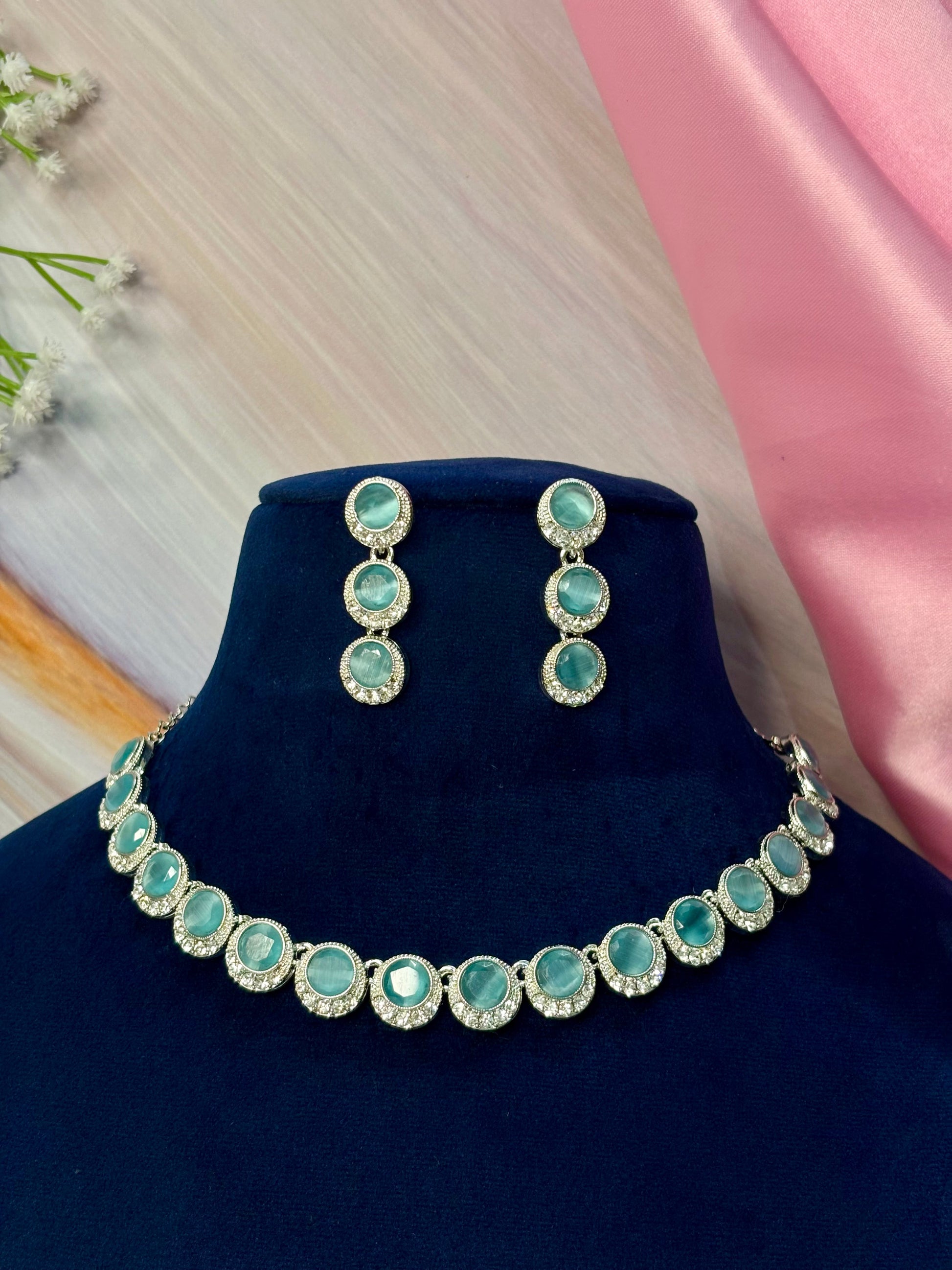 Aurora Spheres Necklace Set Blue Stonework Necklaces