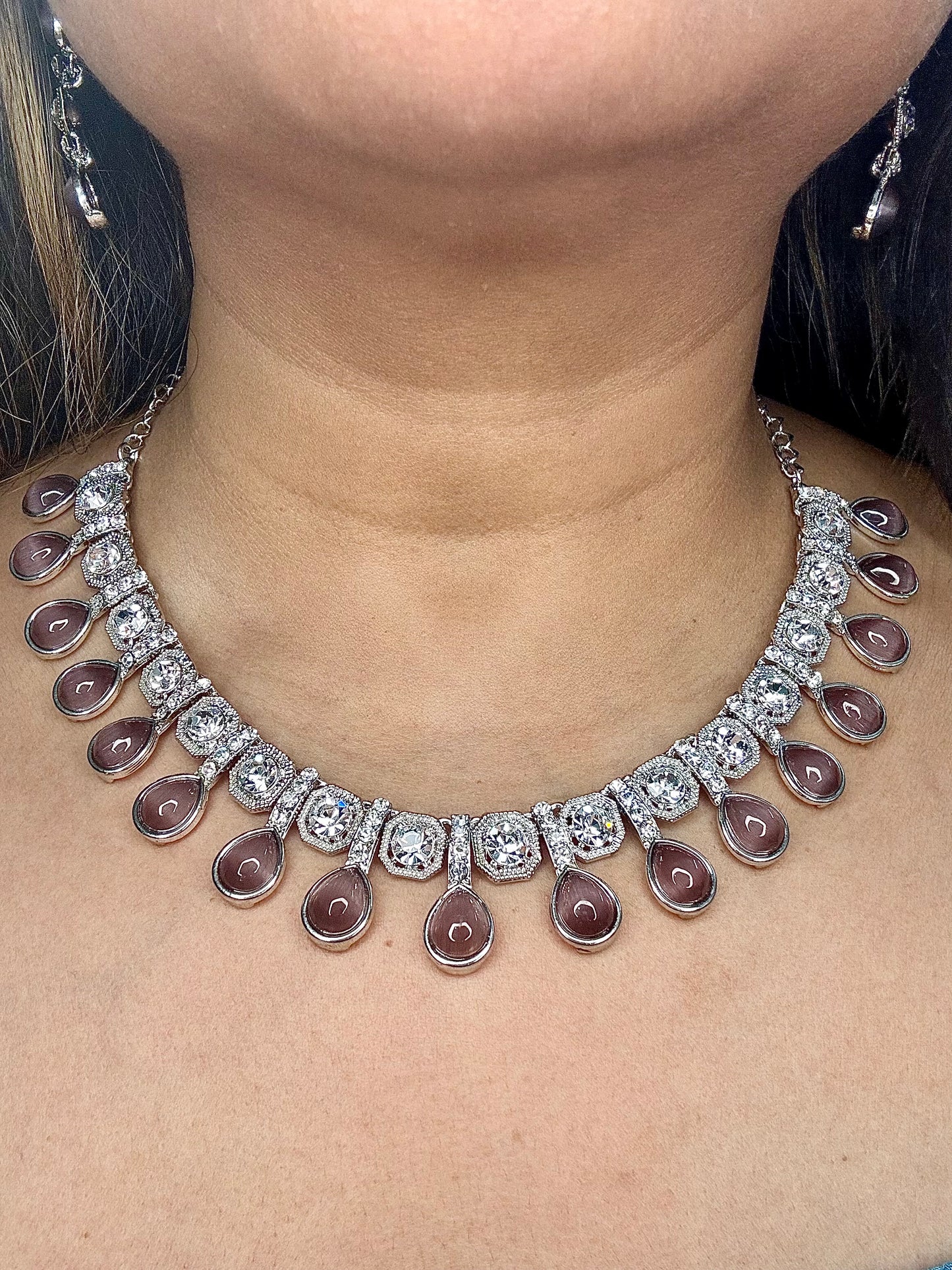 Moonstone Mauve Necklace Set