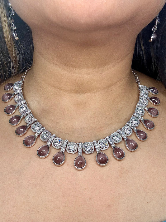 Moonstone Mauve Necklace Set