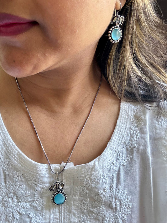 Elephant Charm Jewelry Set (Blue)