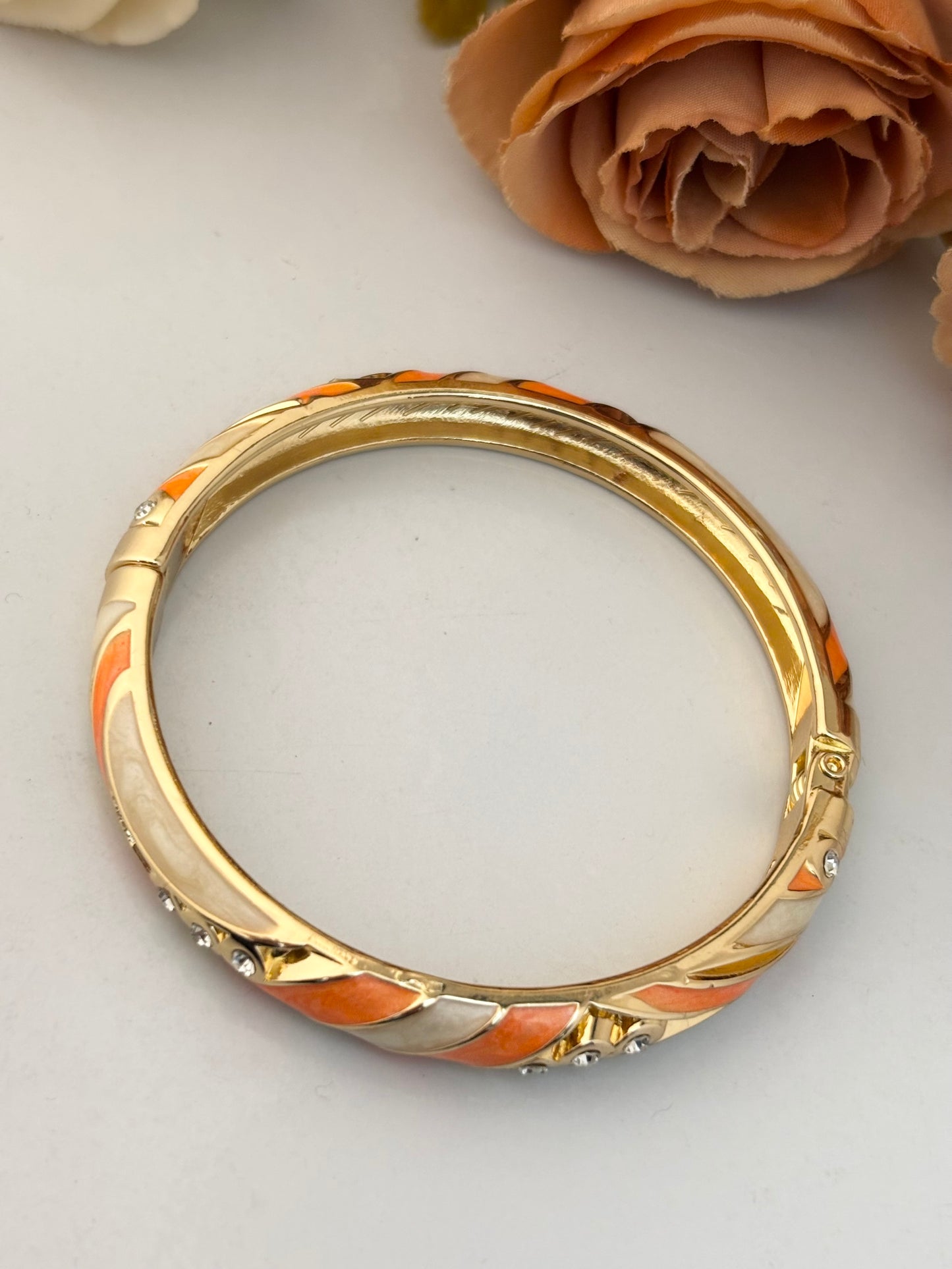 Orange Ivory Meenakari Kada Bracelet