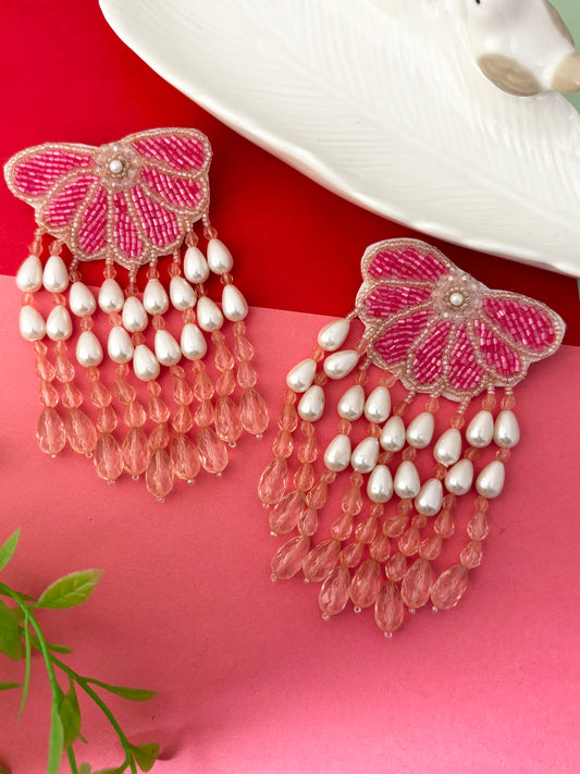 Peachy Pearl Handmade Statement Earrings