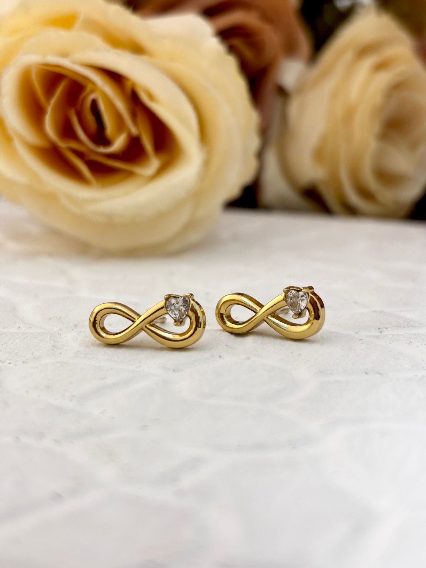 Infinity 18kt Gold Plated Stud Earrings
