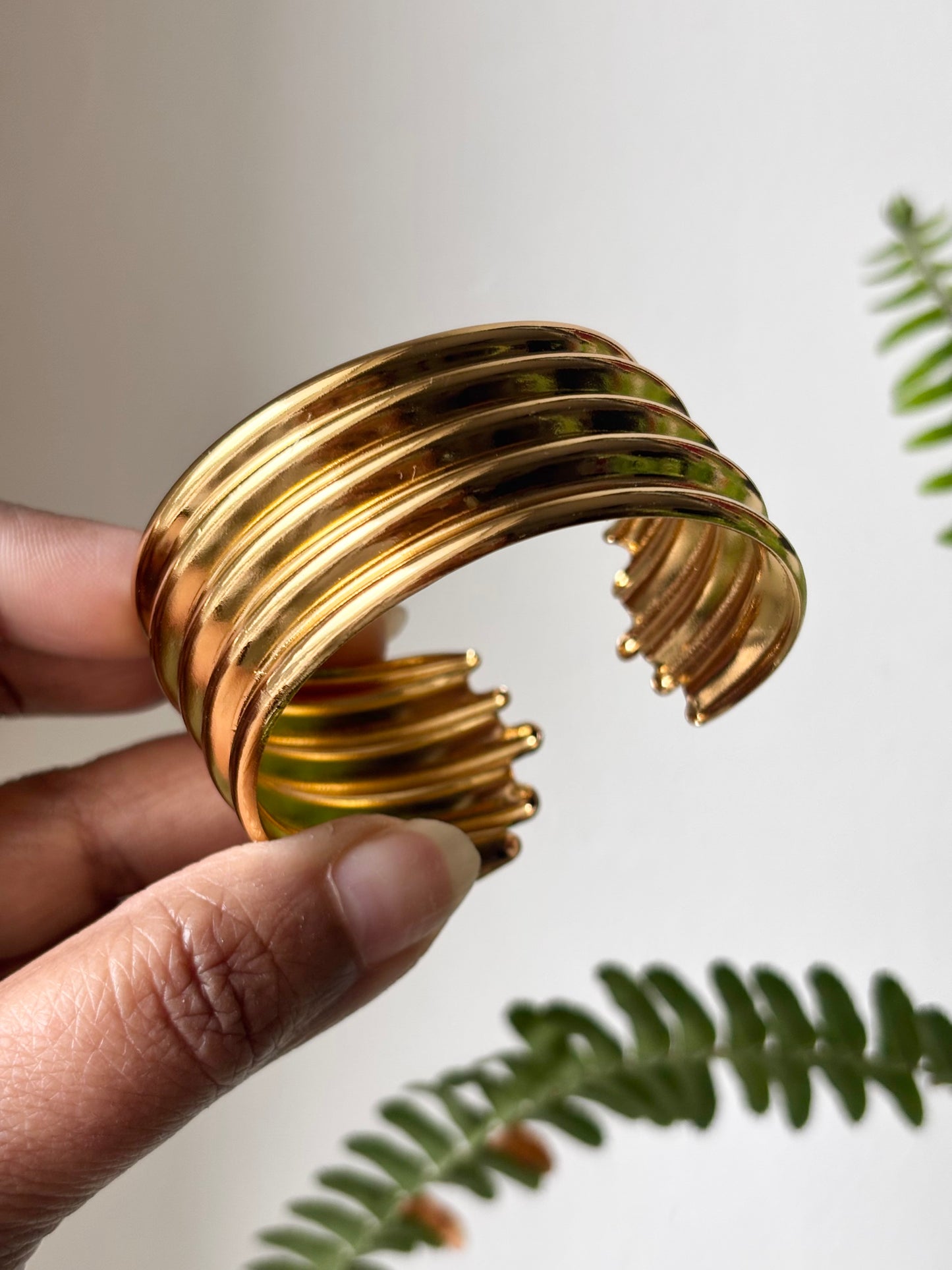 Baby Size Gold Coil Cuff Bracelet for Women