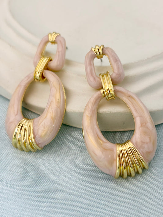 Peach Drizzle Drop Earrings