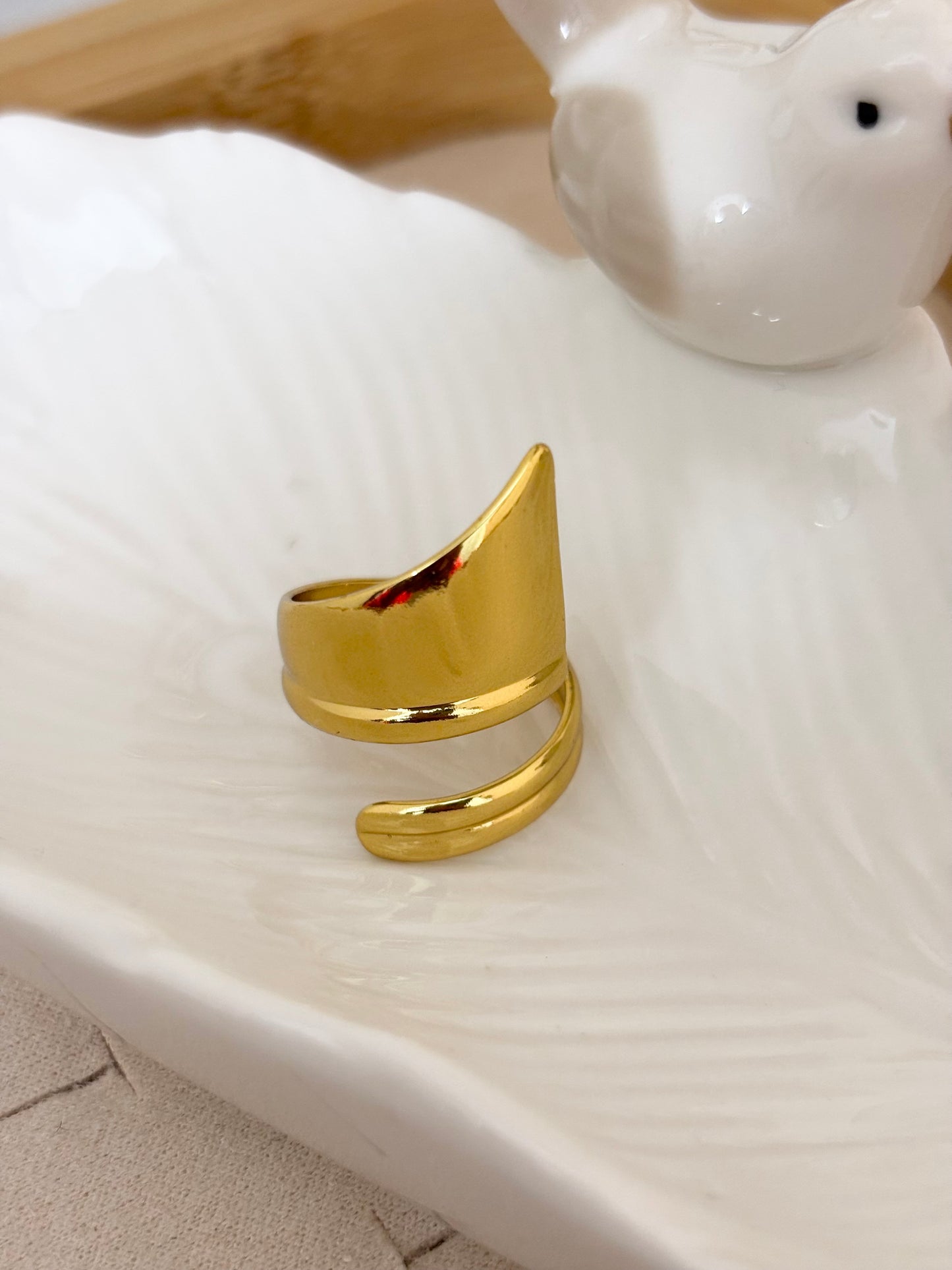 Geometric Open Band Gold Ring | Anti Tarnish Gold Plated