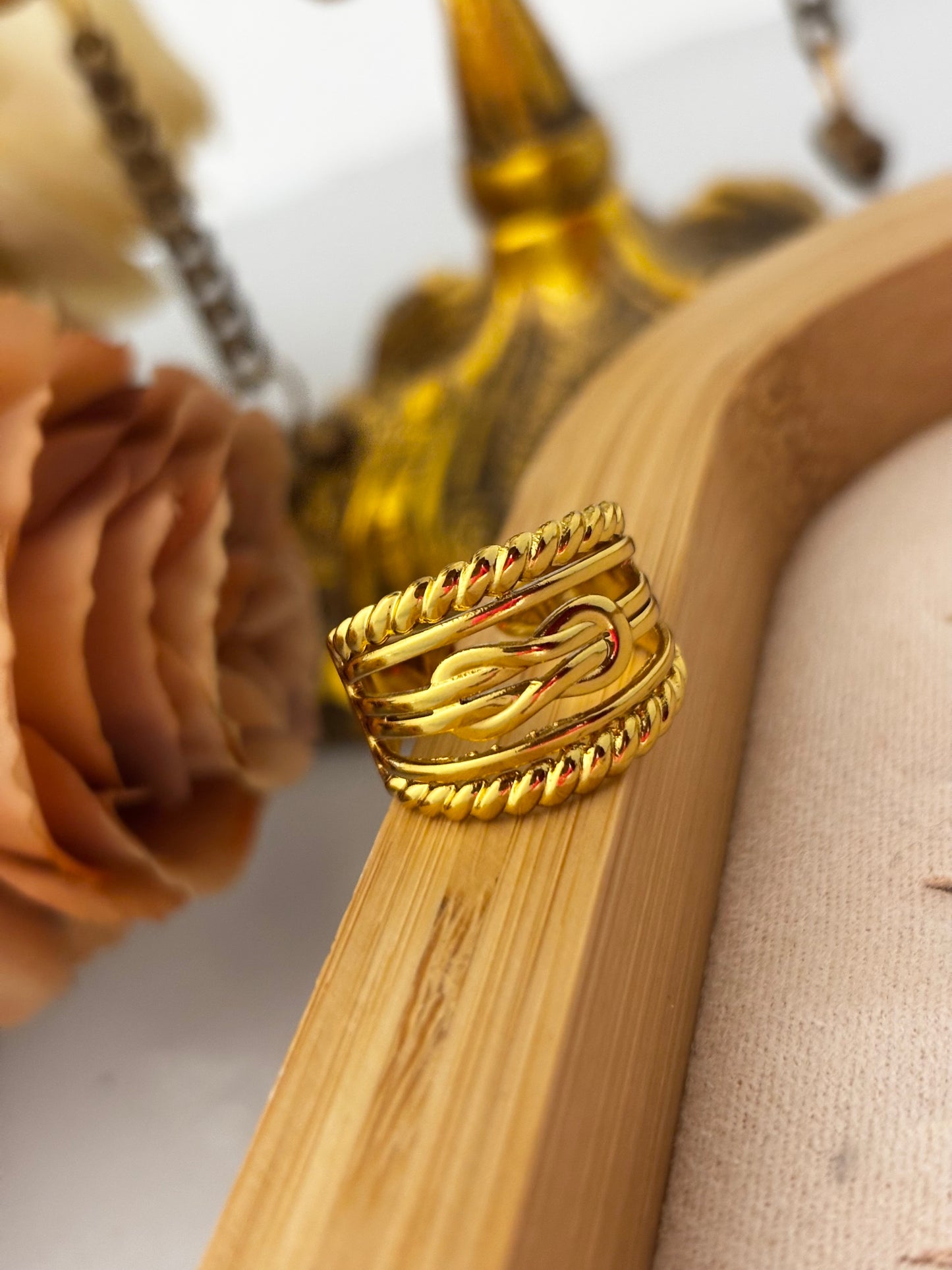 Gold Plated Designer Band Ring | Anti-Tarnish | Hypoallergenic | Women’s Jewelry