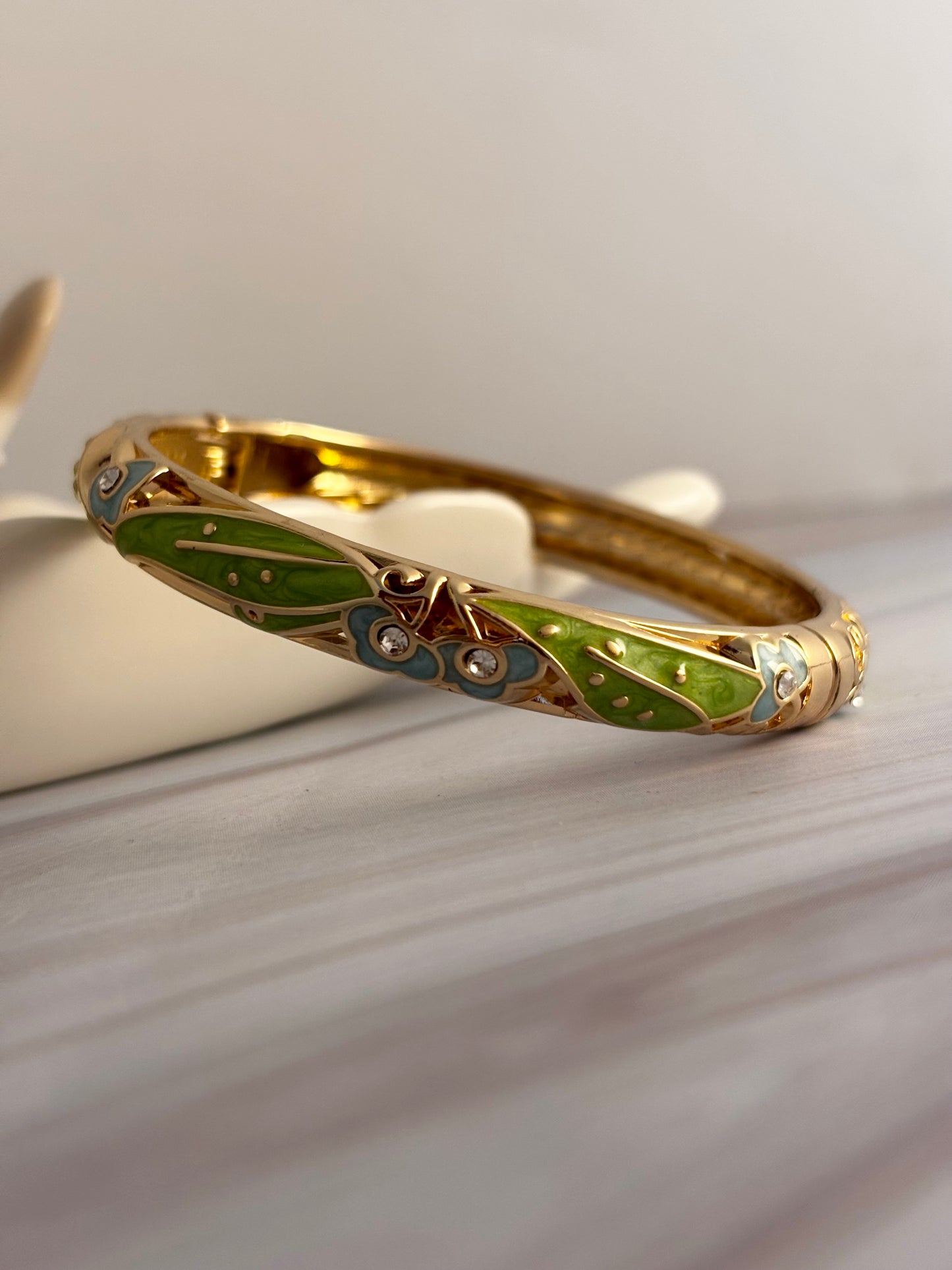 Parrot Green Flower Meenakari Kada Bracelet