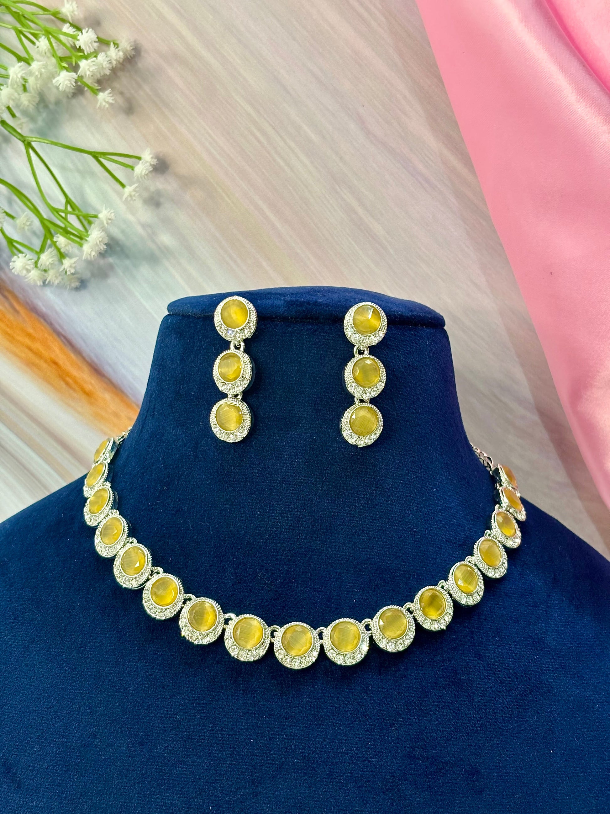 Aurora Spheres Necklace Set Yellow Stonework Necklaces