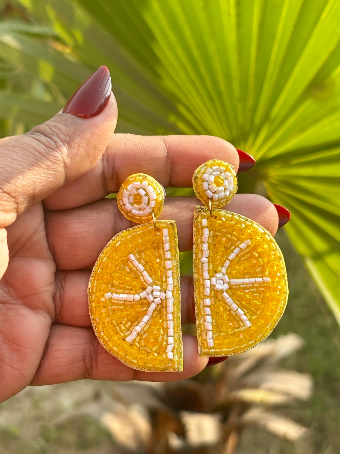Orange Slice Beaded Earrings